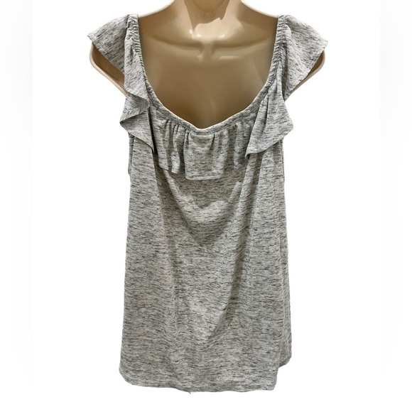 Torrid Heathered Gray Ribbed Ruffle Boho Off The Shoulder Top Jersey Knit - Picture 4 of 4
